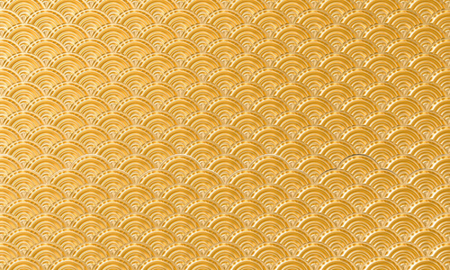 3d render image of a fanshaped gold themed background. 