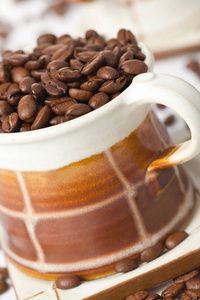 卡布奇诺 特写镜头 种子 产品 咖啡 味道 陶器