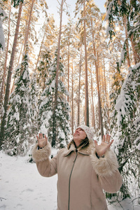 森林 季节 公园 白种人 自然 帽子 寒冷的 乐趣 冬天