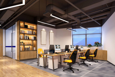 商业 建筑学 地板 三维 木材 工作场所 提供 书桌 办公室
