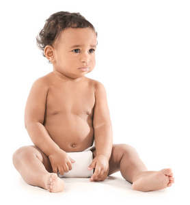 可爱的非洲裔美国婴儿孤立在白色