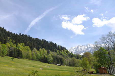 房子 乡村 草地 风景 阿尔卑斯山 领域 自然 建筑