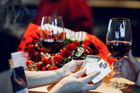 Elegant couple spend time in a restaurant