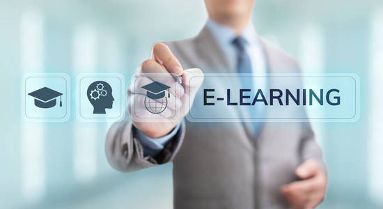 Elearning在线教育商业互联网概念屏幕。