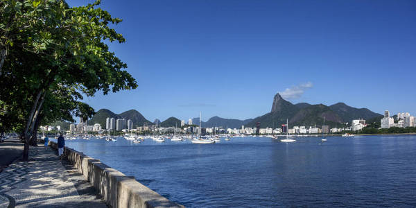 Rio skyline, from Urca with Corcovado and Christ the Redeemer 