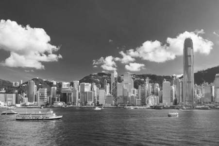 香港市维多利亚港黑白篇图片