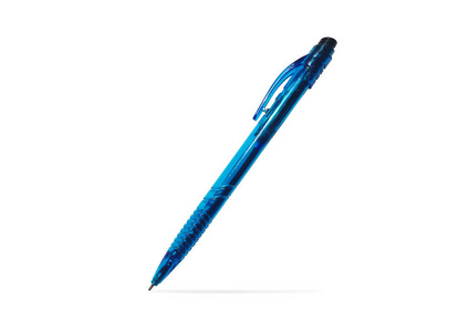 Beautiful blue ballpoint pen isolated on white background with c