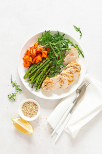 维生素 营养 烤的 健康 趋势 平衡的 午餐 桌子 蔬菜