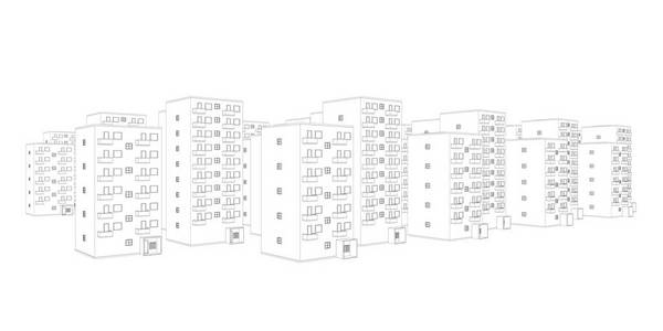 市中心 插图 大都会 建筑学 高的 城市 建设 贫民区 素描