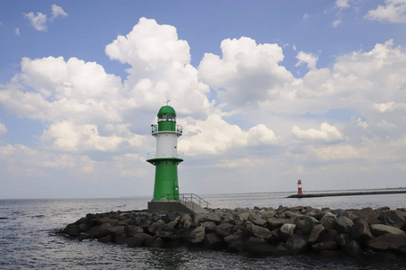 波罗的海 码头 灯塔 鼹鼠 德国 天气 海岸 美好的 天空