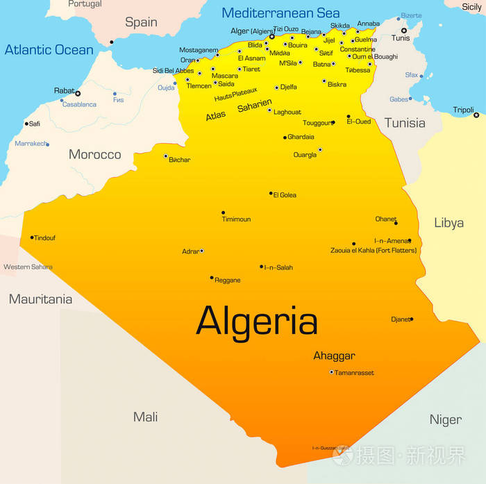 地理 海洋 阿尔及利亚 完成 世界 利比亚 地中海 西班牙