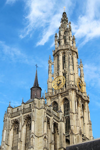 时钟 佛兰德斯 欧洲 教堂 比利时 建筑学 历史的 窗口