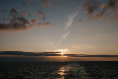 风景 日落 夏天 自然 太阳 海洋 温暖的 天空 阳光 地平线