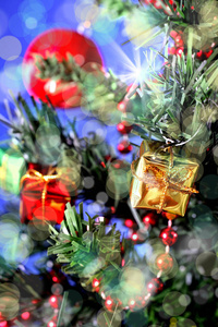 礼物 新的 假日 幸福 礼品 物体 特写镜头 愉快的 松木