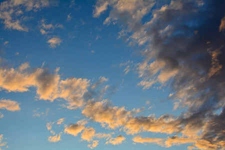 夕阳西下后的天空中抽象的云。