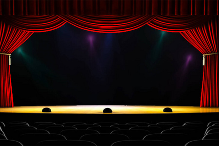 舞台上的幕布和灯光。柯塔的插图