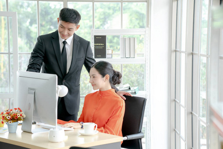 Business people working at computer in  