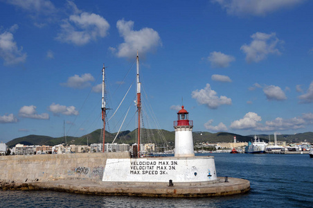 地中海 港口 风景 伊比沙岛 西班牙 灯塔