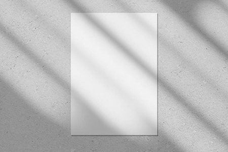 Empty white vertical rectangle poster mockup with diagonal windo