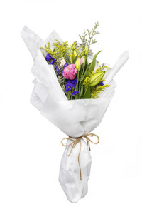 Flower bouquet wrapped in paper 