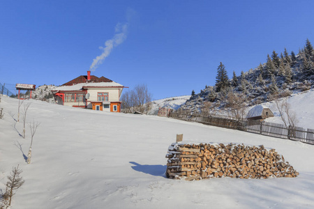 流行的 小山 旅游业 旅行 冬天 建筑 乡村 喀尔巴阡山