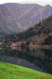 房屋 水域 房子 建筑 落下 欧洲 乡村 镜像 挪威 峡湾