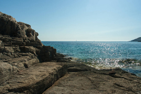 海洋 岩石 放松 风景 海岸线 海滩 海湾 自然 远景 假期