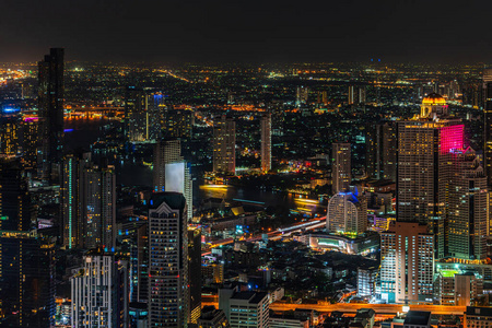 酒店 夜间 夜生活 亚洲 全景图 泰国曼谷 商业 天空 黄昏
