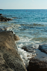 绿松石 风景 美丽的 太阳 放松 夏天 海岸 海湾 天空