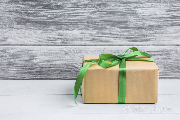 gift on a wooden background. 