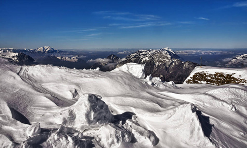 山谷 寒冷的 冰川 岩石 高的 美丽的 冬天 阿尔卑斯山