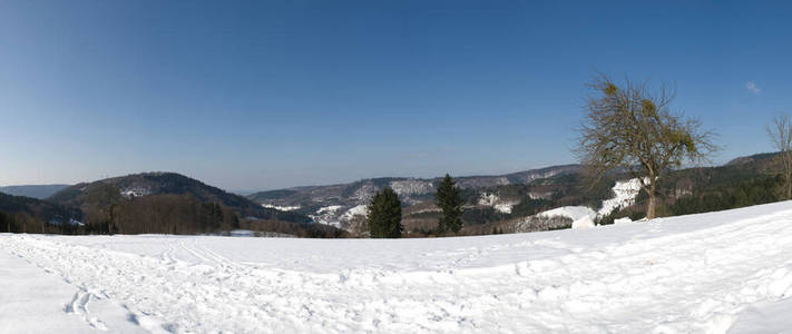 景象 冬天 山谷 风景 全景图 德国 乡村 自然 见解 远景