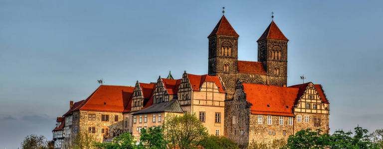 城市 教堂 城堡 历史的 庄园 大教堂 古代 奎德林堡 施洛斯伯格