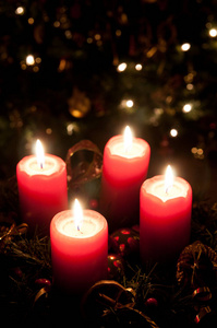 圣诞节 松木 传统 到来 假期 十二月 蜡烛 工艺 特写镜头