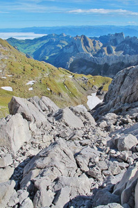 天空 夏天 欧洲 碎石 风景 小山 山谷 美丽的 旅行 岩石