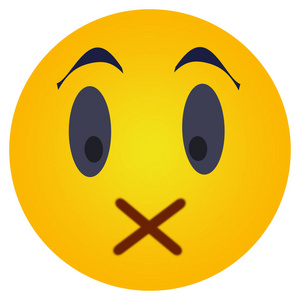 闭嘴的表情面部表情,闭嘴,沉默,不说话.社交网络和聊天插图.照片