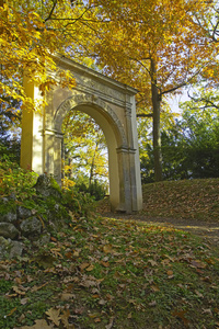 公园 落下 建筑学 美女 拱门 枫树 十一月 大门 太阳