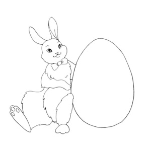 可爱的蛋形框架复活节兔子。男孩和女孩兔子的配对插图。复活节人物和背景