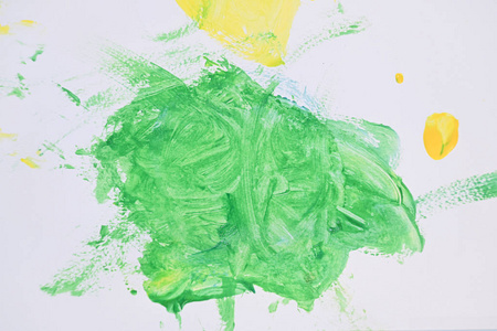 抽象图像白底绿黄水彩颜料
