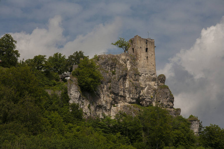 小山 废墟 欧洲 森林 地标 历史 古老的 巴伐利亚 庄园