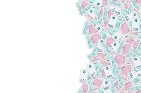 捷克共和国100科伦1997年银行票据特写票据模式照片