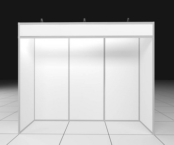 1x3米空白室内展览交易信息三维呈现在白色背景上，模板便于展示