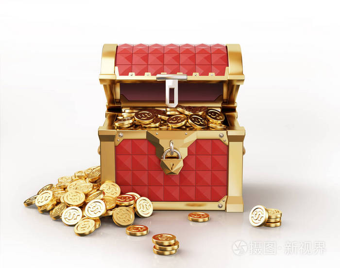 宝箱里装满了金币有的还在外面前线