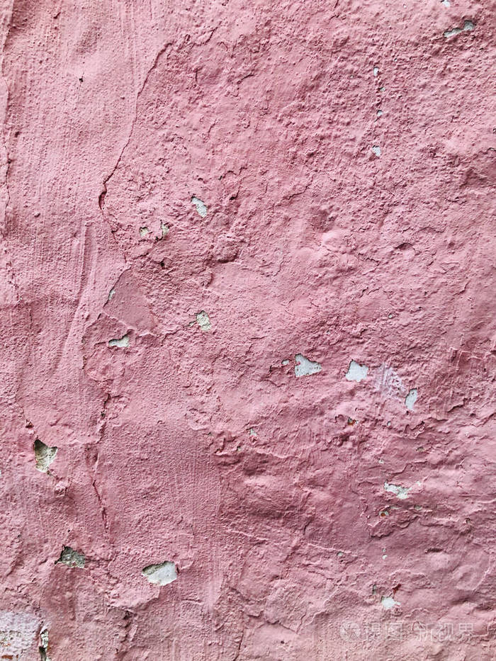 粉红色石头粗糙的旧墙喷漆纹理混凝土背景