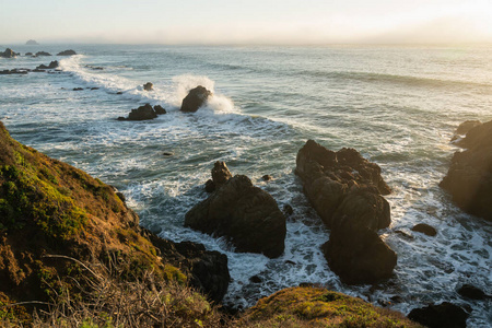 沿海 方向 冲浪 加利福尼亚 海湾 美国 海景 岩石 状态