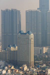 污染工业城市高层建筑立面图图片