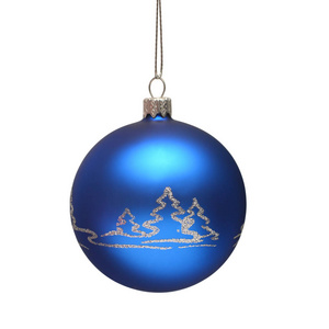 Blue christmas ball with beautiful decoration isolated on white 