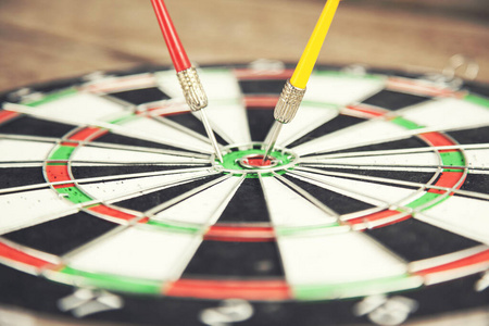 Darts Board with wooden background 