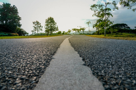 Close up of Asphalt road with white line 