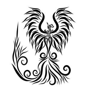 展翅的鸟神鸟展翅,火红凤凰,黑色图案照片